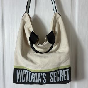 Victorias Secret Tote Bag Canvas Classic Strap And Handles 14x16”